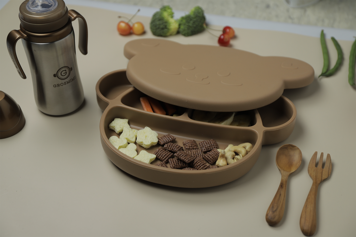 Grosmimi Little Dotgom Silicone Suction Food Plate