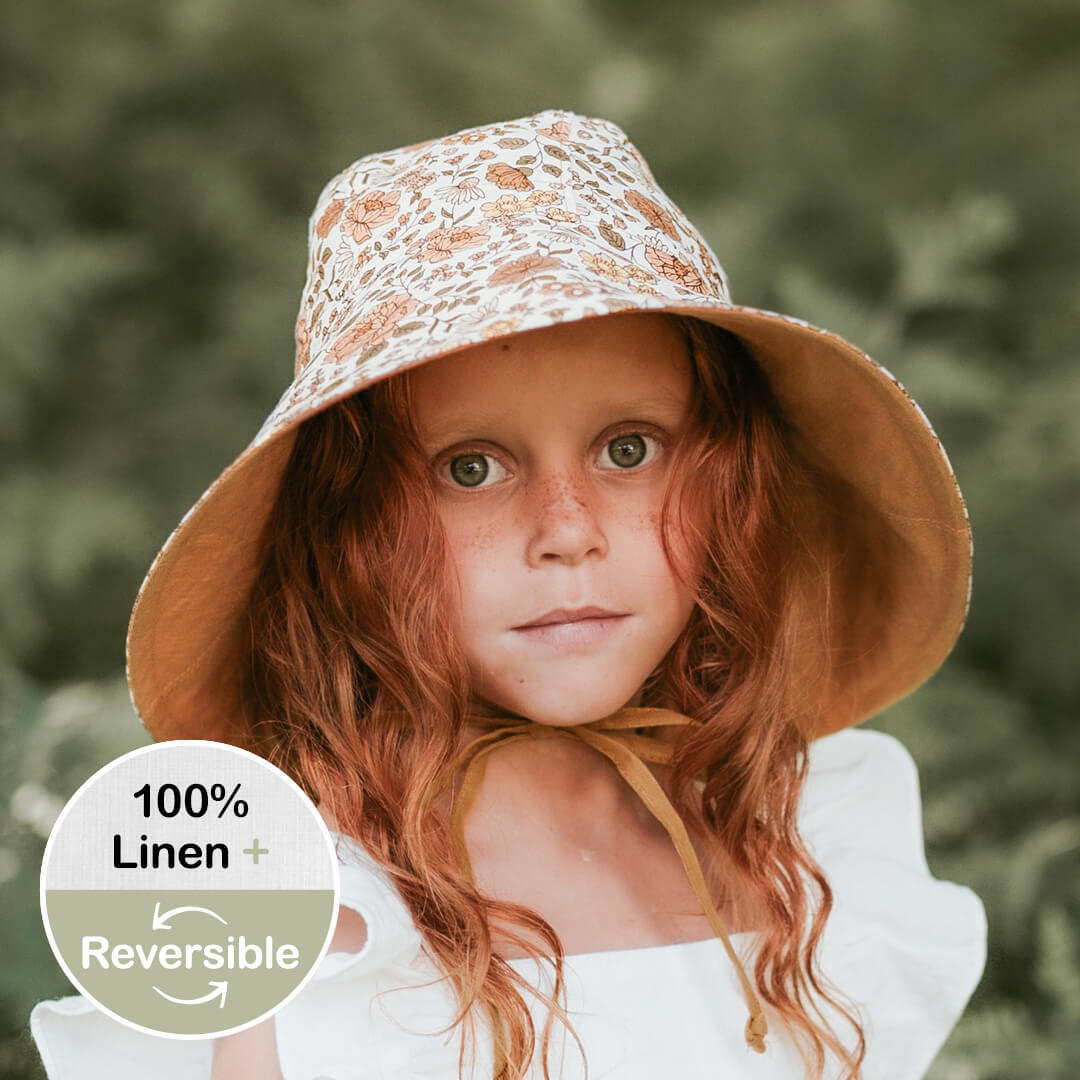 Sightseer' Girls Wide Brimmed Sun Bonnet -Marie / Maize