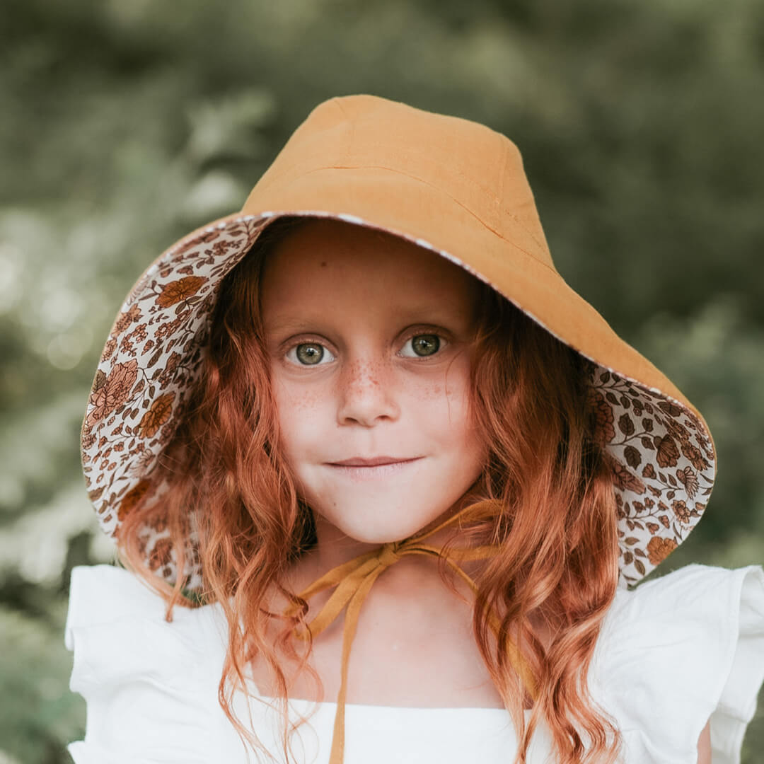 Sightseer' Girls Wide Brimmed Sun Bonnet -Marie / Maize