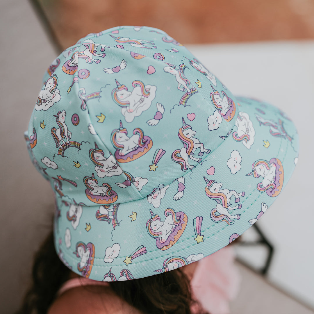 Ponytail Swim Bucket Beach Hat - Unicorn