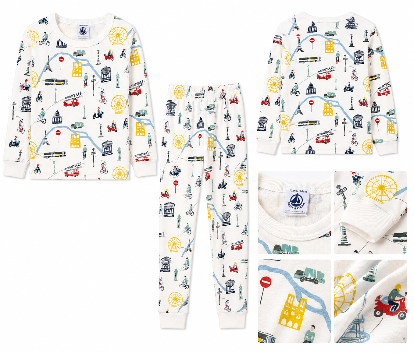Petit Bateau fitted pyjamas Eiffel Tower