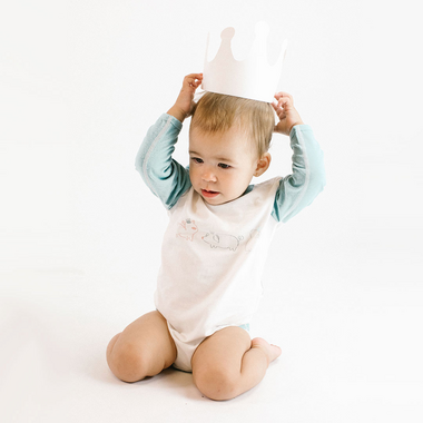 Nest Designs Organic Cotton Long Sleeve Onesie Royal Pig