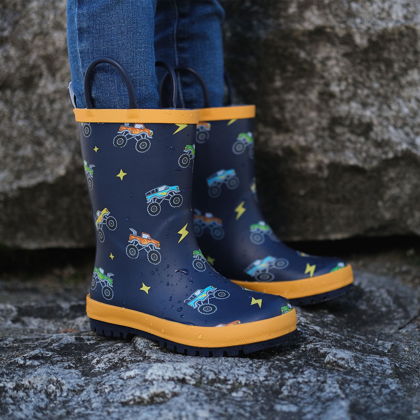 Kids Rubber Rain Boots | Big Trucks