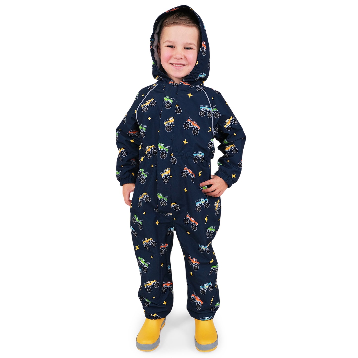 Kids Fleece Lined Rain Suits | Big Trucks