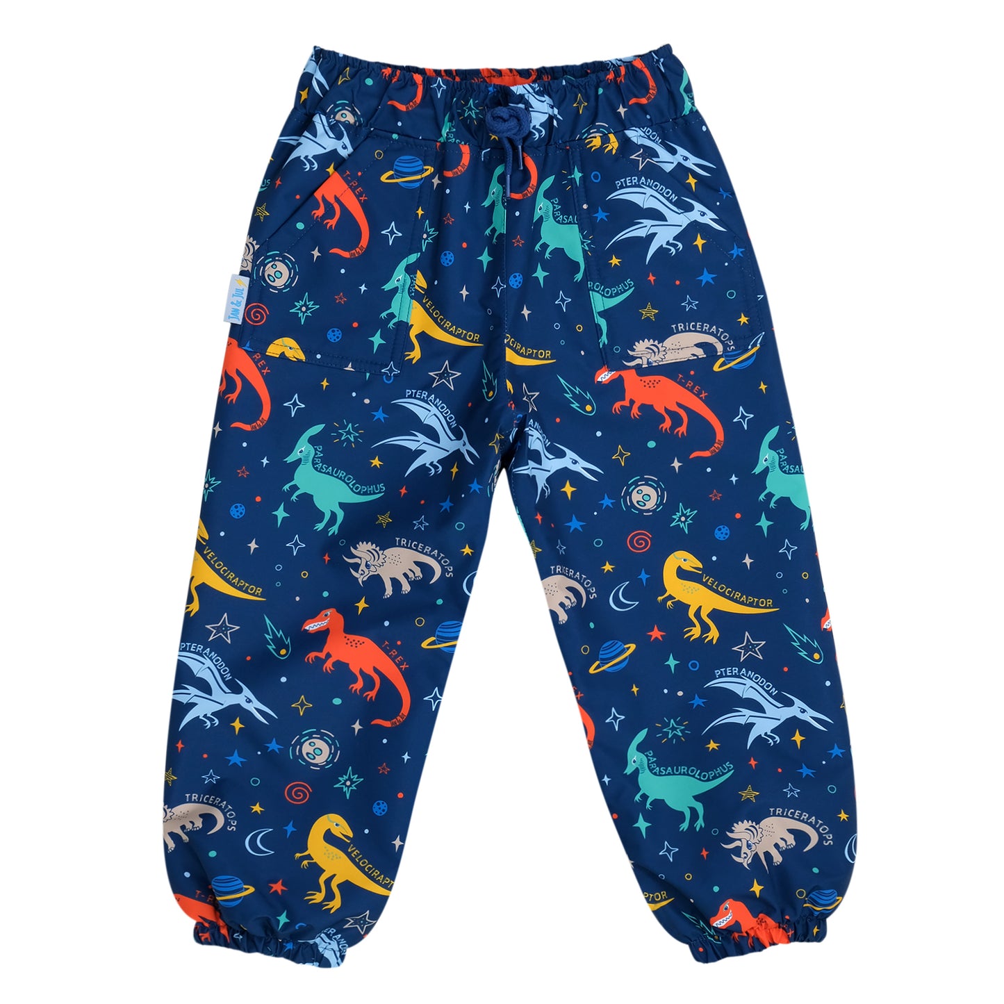 Kids Single Layer Rain Pants | Space Dinos