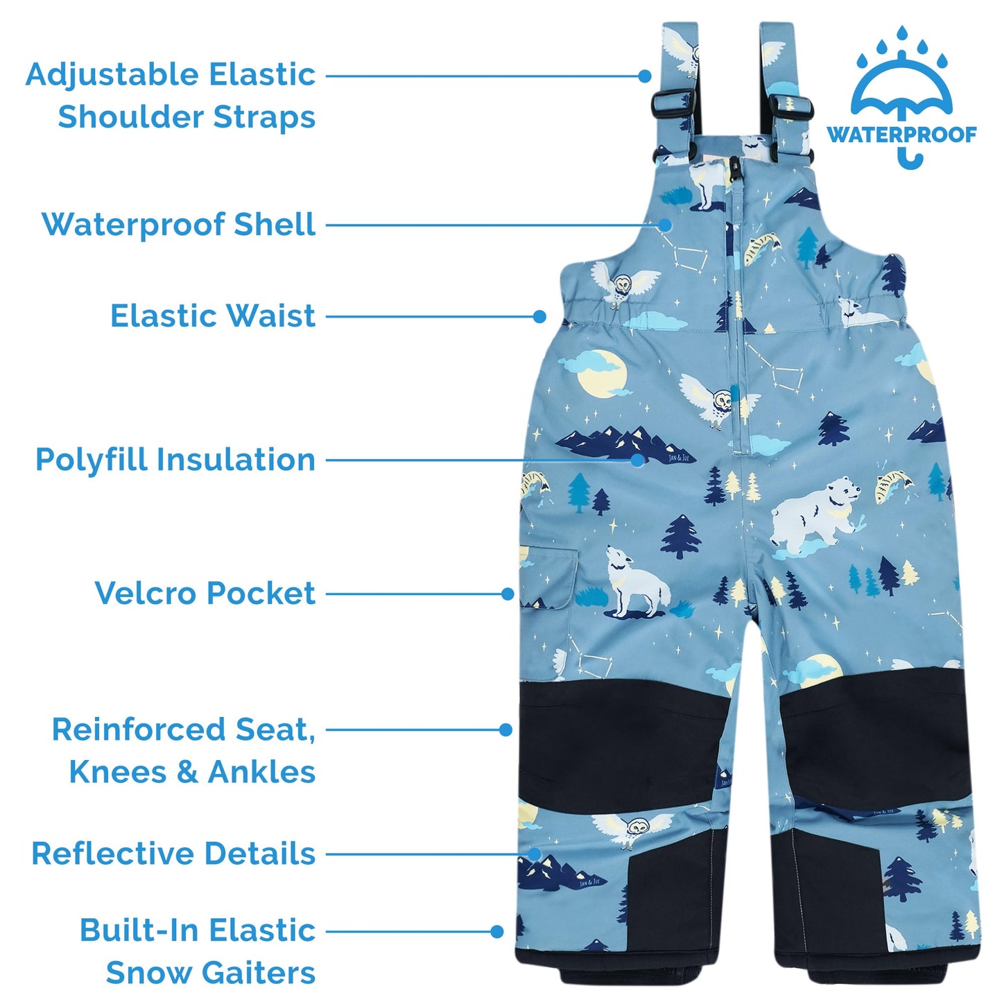 Kids Snow Overalls | Wolf and Bear