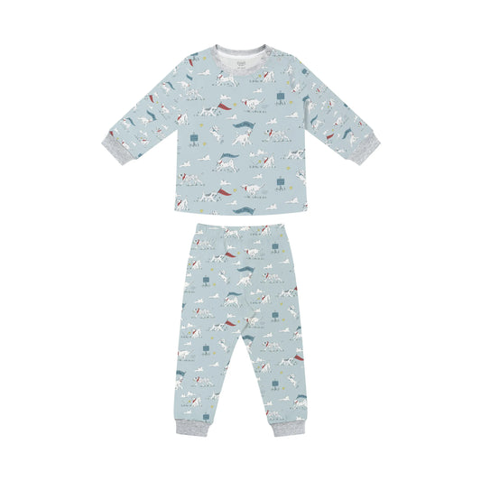 Bamboo Jersey Long Sleeve Two-Piece PJ Set Snug Fit