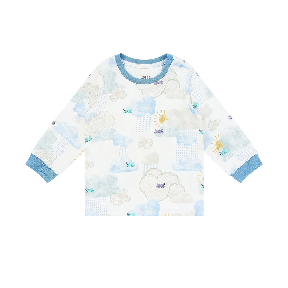 Bamboo Jersey Long Sleeve Two-Piece PJ Set Snug Fit