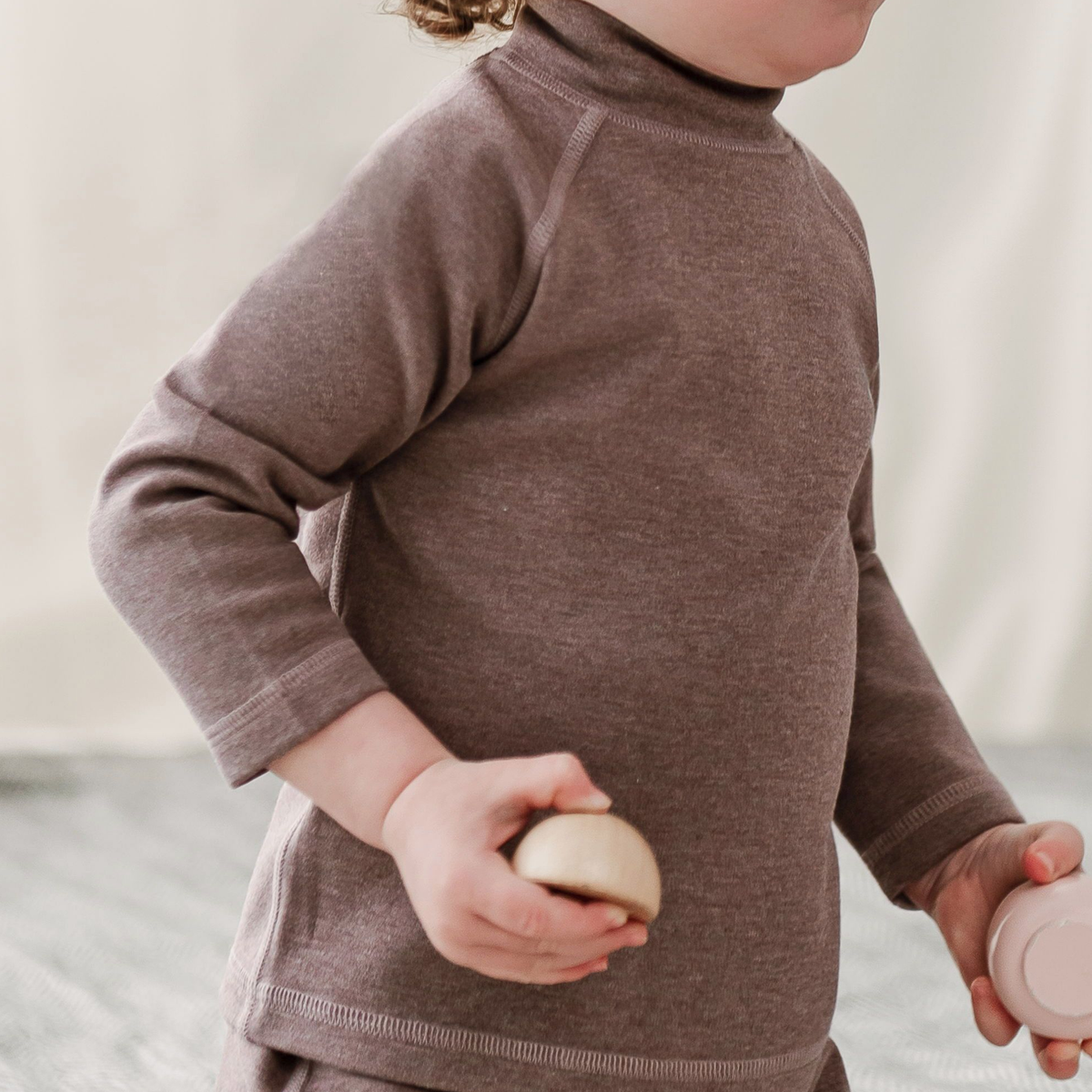 Bamboo Cotton Basics Mock Neck Long Sleeve Shirt – Elderberry
