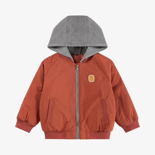 Recycled Nylon Taslon Cozy Crumbs Baseball Jacket - Redwood Burl