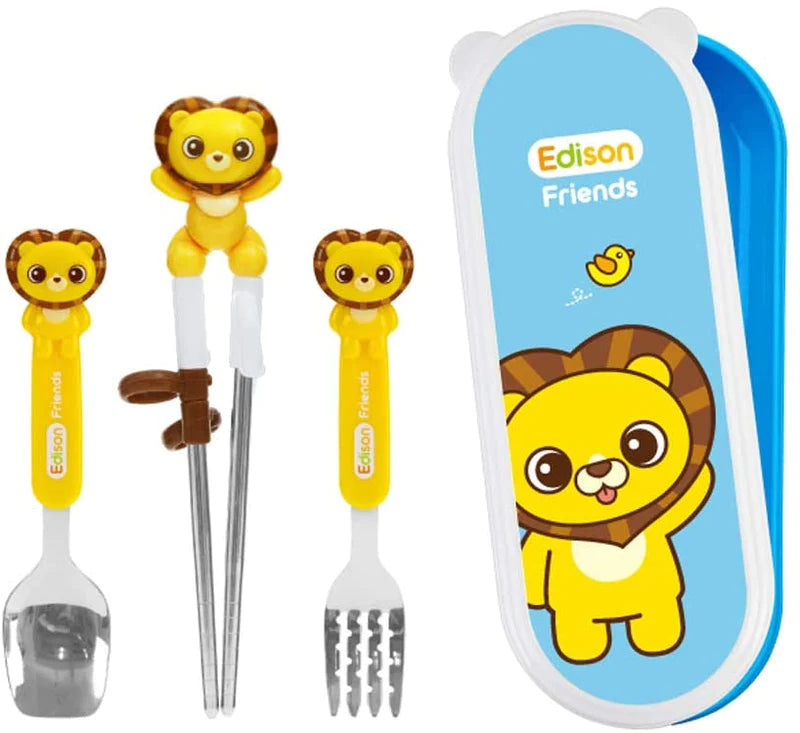 EDISON FRIENDS CHOPSTICKS EASY HARD CASE SET WITH FORK (RIGHT-HANDED) - Hello Kids Baby Store