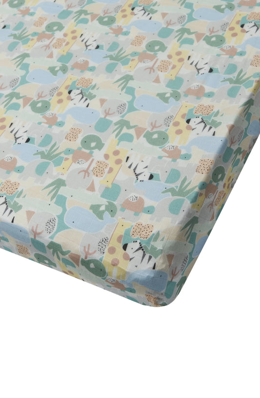 Muslin Crib Sheet-Animal Puzzle - Hello Kids Baby Store