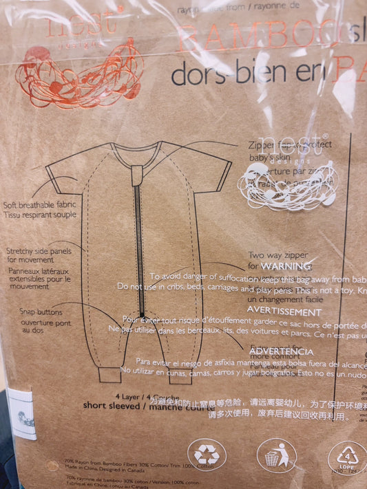 Bamboo Short Sleeve Footed Sleep Bag | 0.6 TOG Crocodile Party - Hello Kids Baby Store