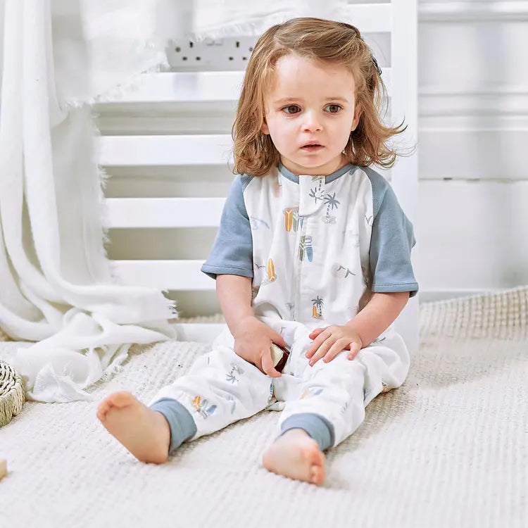 Bamboo Pima Raglan Short Sleeve Footed Sleep Bag | 0.6 TOG - Hello Kids Baby Store