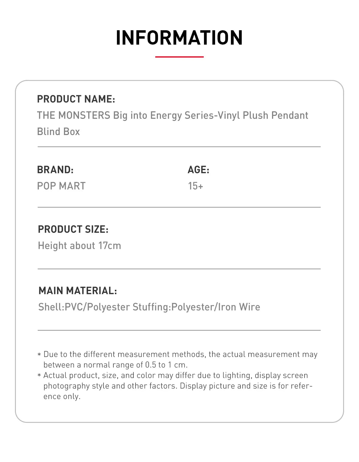 THE MONSTERS Big into Energy Series-Vinyl Plush Pendant Blind Box - Hello Kids Baby Store