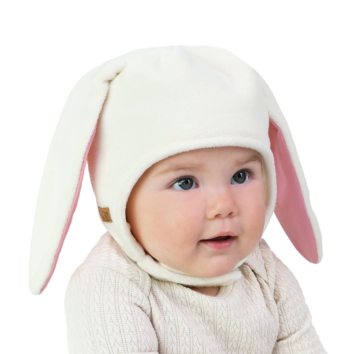 Kids Fleece Animal Hats | Cream Bunny