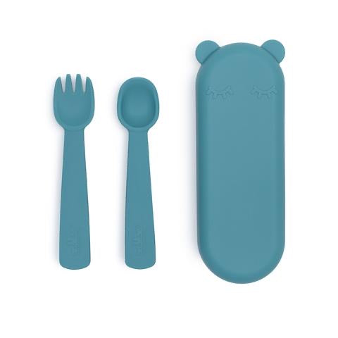 We Might Be Tiny - Feedie Fork and Spoon Set - Blue Dusk