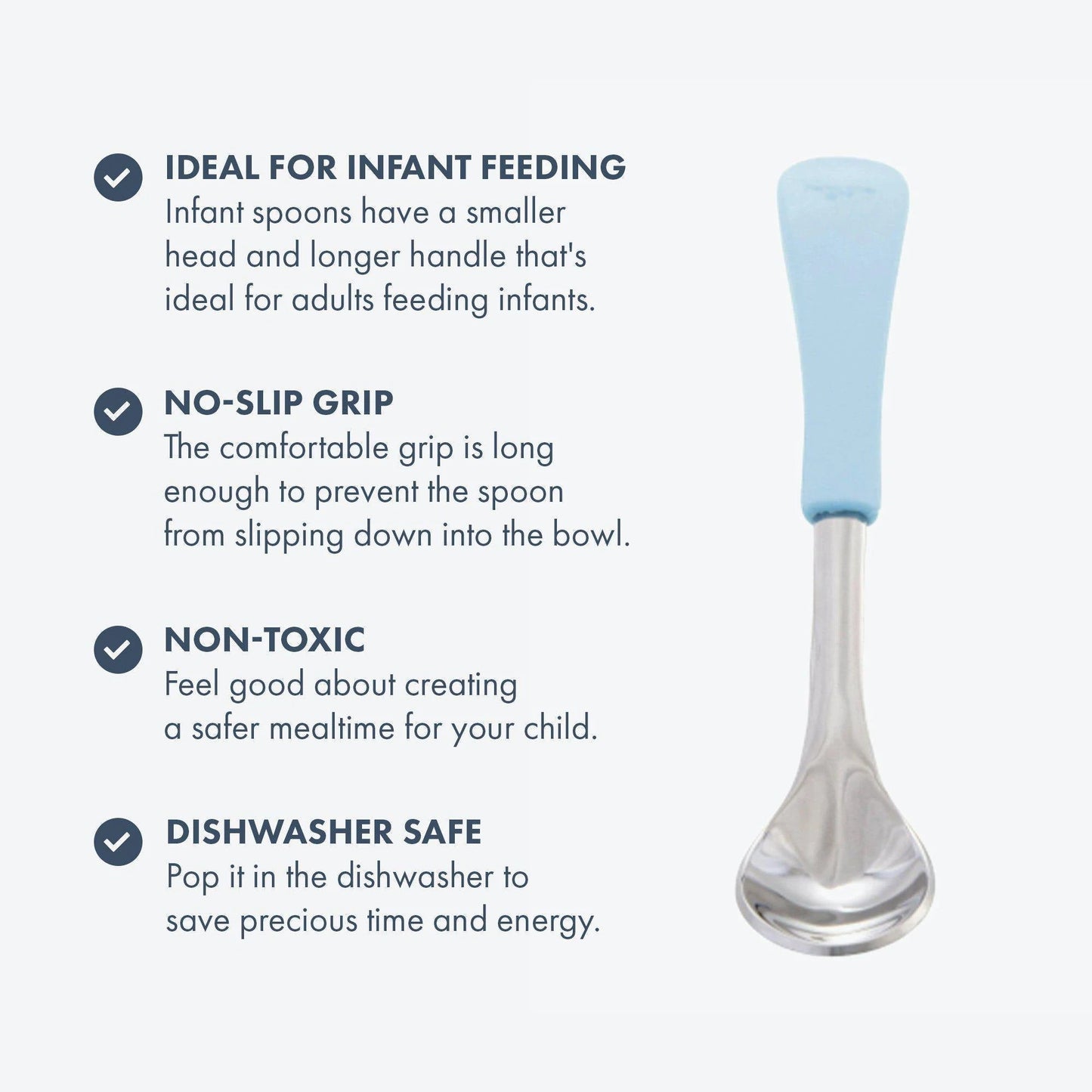 Avanchy Stainless Steel Infant Spoons 2 Pack. (Younger Babies) - Hello Kids Baby Store
