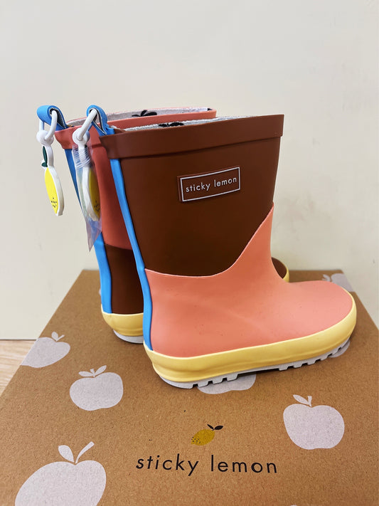 RAIN BOOTS - COLOURBLOCKING - WILLOW BROWN + BERRY SWIRL + VANILLA SORBET - Hello Kids Baby Store