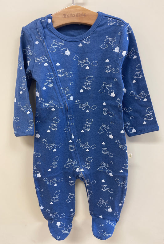 tiny twig organic Long sleeve zipsuit- Flying High - Hello Kids Baby Store