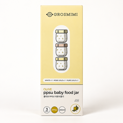 Grosmimi Olive PPSU Baby Food Jar 250mL (Pack of 3)