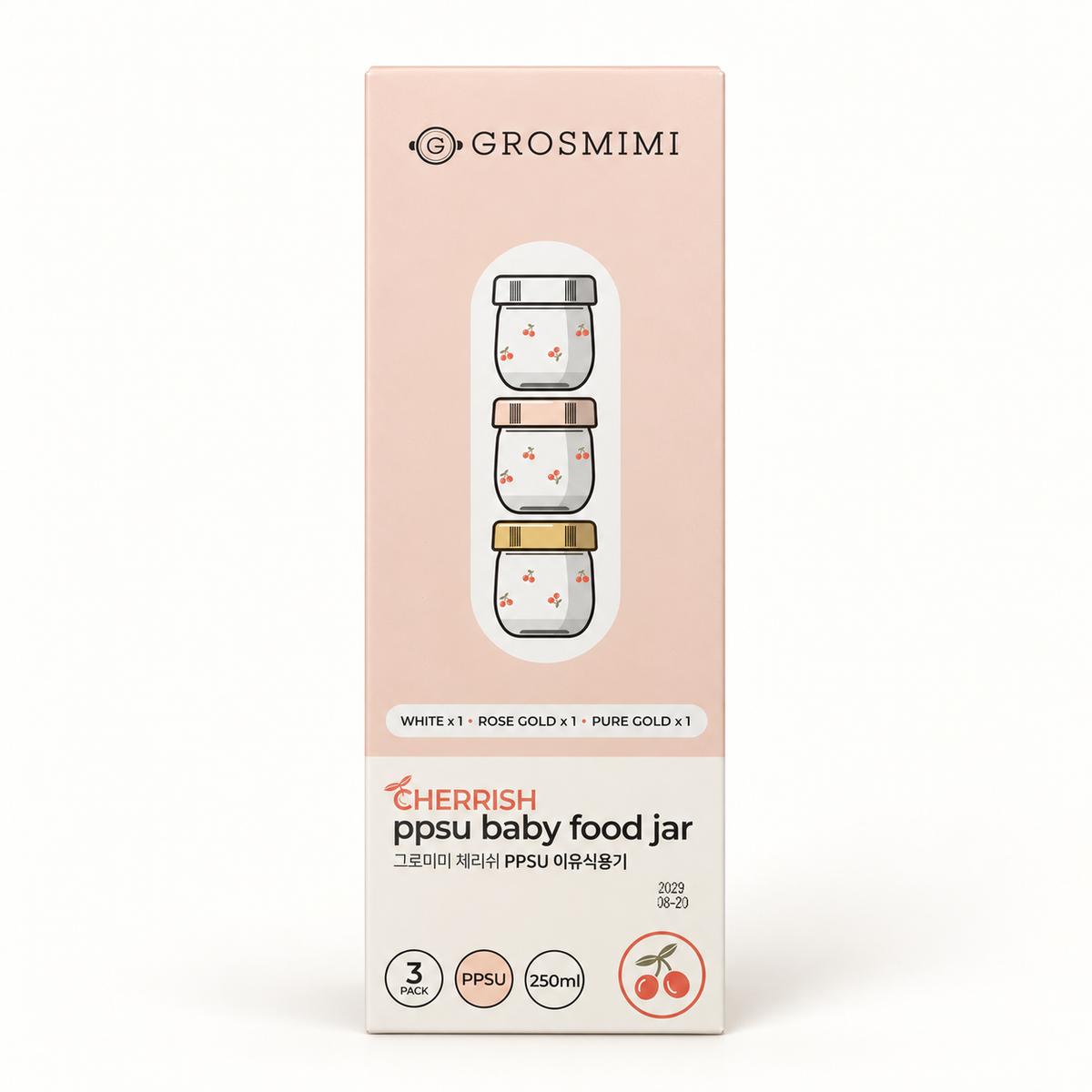 Grosmimi Cherrish PPSU Baby Food Jar 150mL (Pack of 3)