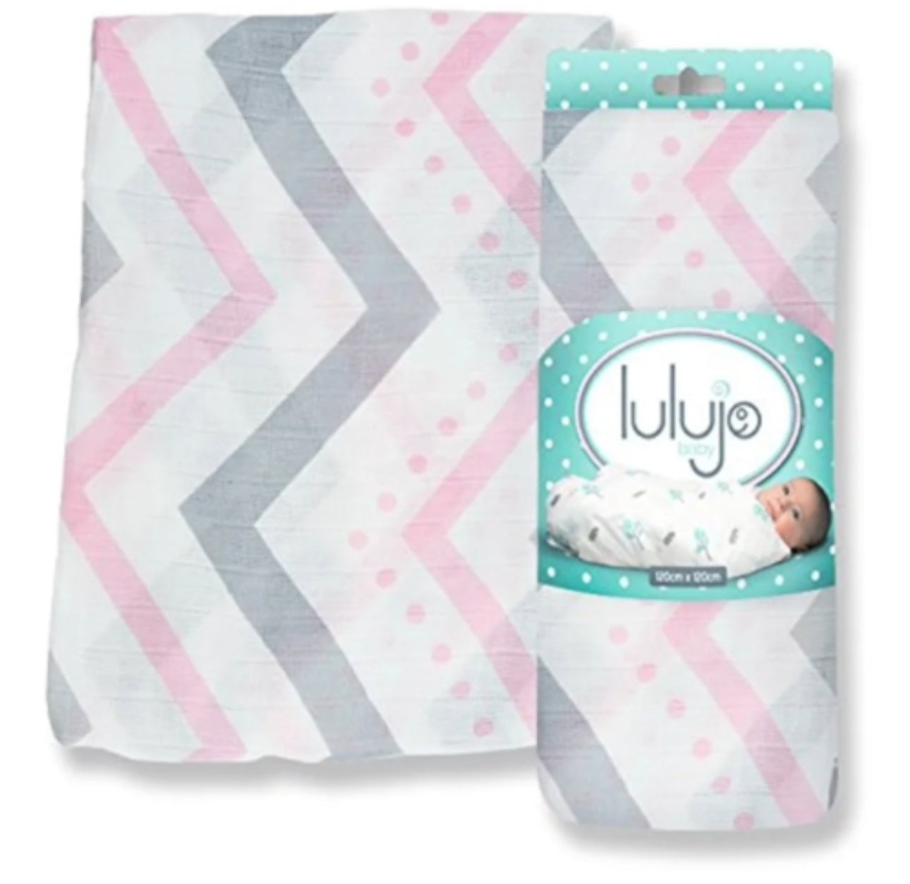 Lulujo Swaddling Blanket Bamboo Pink Chevron