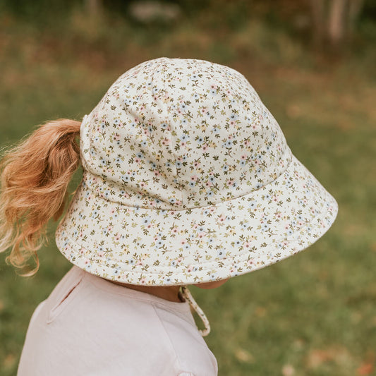 Kids Ponytail Bucket Sun Hat - Floral Charlotte