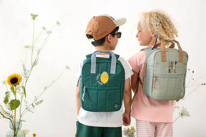 MINI SQUARE BACKPACK - LITTLE GANG, LEMON DARK GREEN