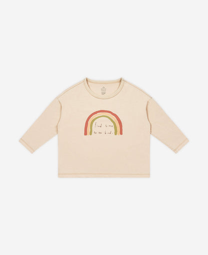 Rainbow Long Sleeve Drop Shoulder Tee - Sand