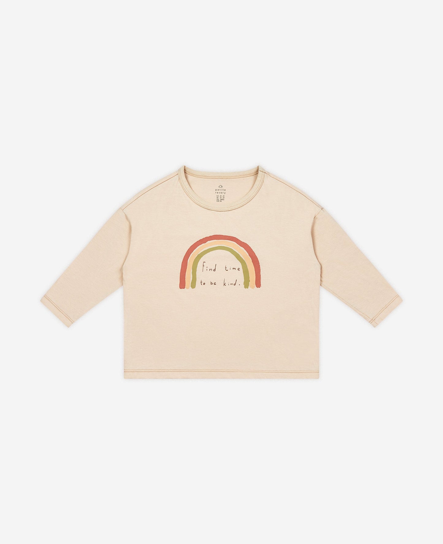 Rainbow Long Sleeve Drop Shoulder Tee - Sand