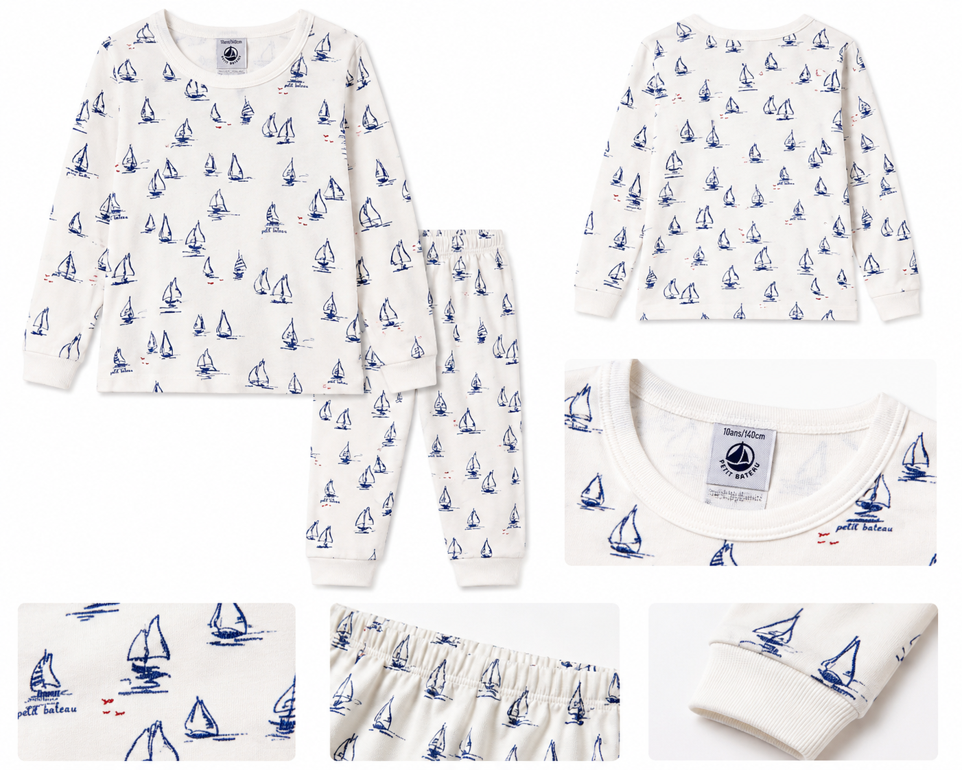 Petit Bateau fitted pyjamas sailboat