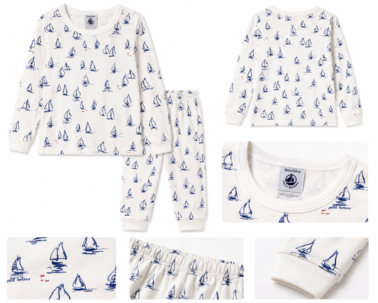 Petit Bateau fitted pyjamas sailboat