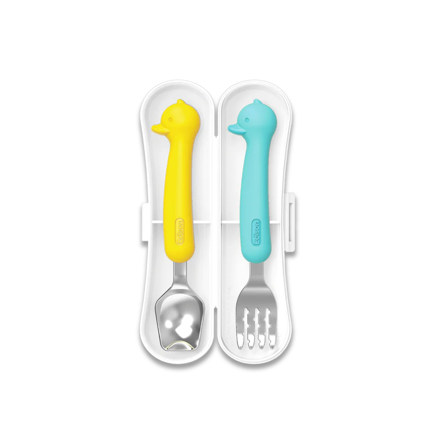EDISON SILICONE SPOON & FORK CASE SET FOR BABY