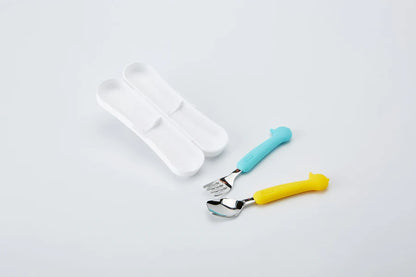 EDISON SILICONE SPOON & FORK CASE SET FOR BABY