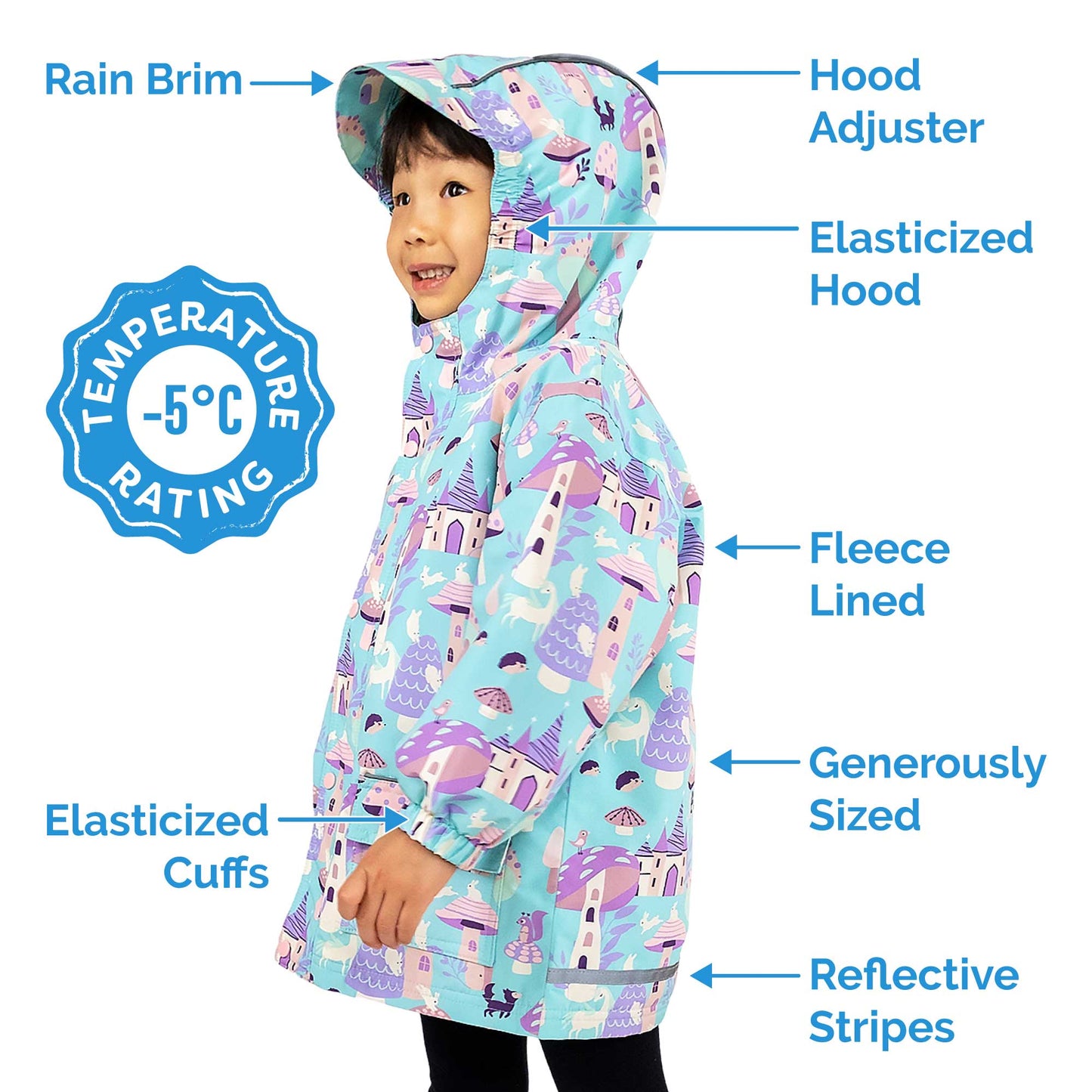 Kids Fleece Lined Rain Jackets |  Watermelon Pink