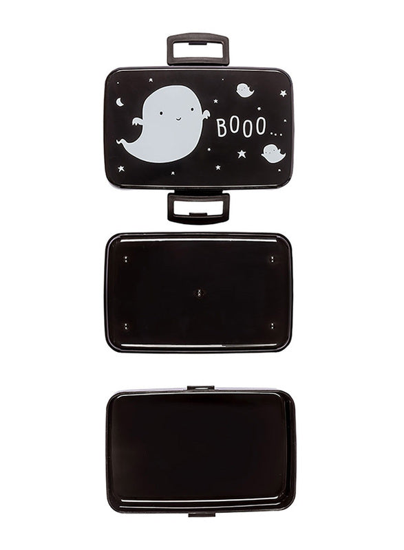 A Little Lovely Company Ghost PP Plastic Lunch Box, 800ml, Black