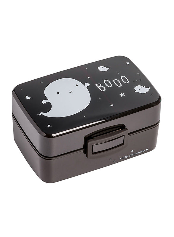 A Little Lovely Company Ghost PP Plastic Lunch Box, 800ml, Black