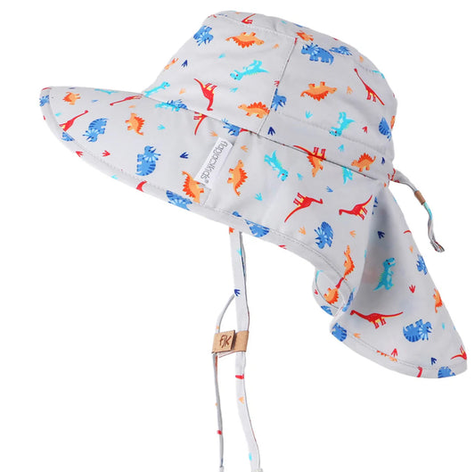 Sun Hat with Neck Cape - Multi Dino