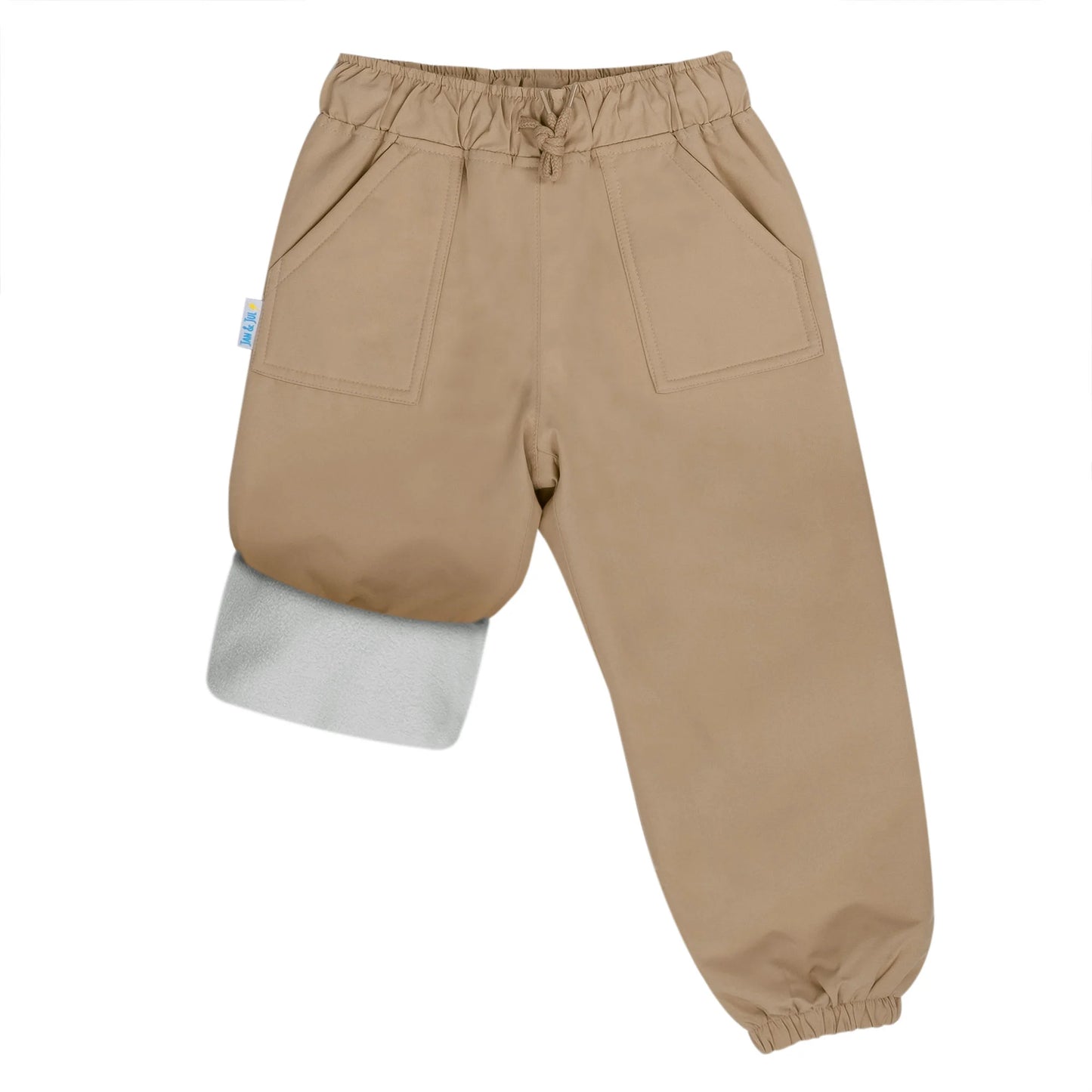 Kids Fleece Lined Rain Pants | Soft Brown