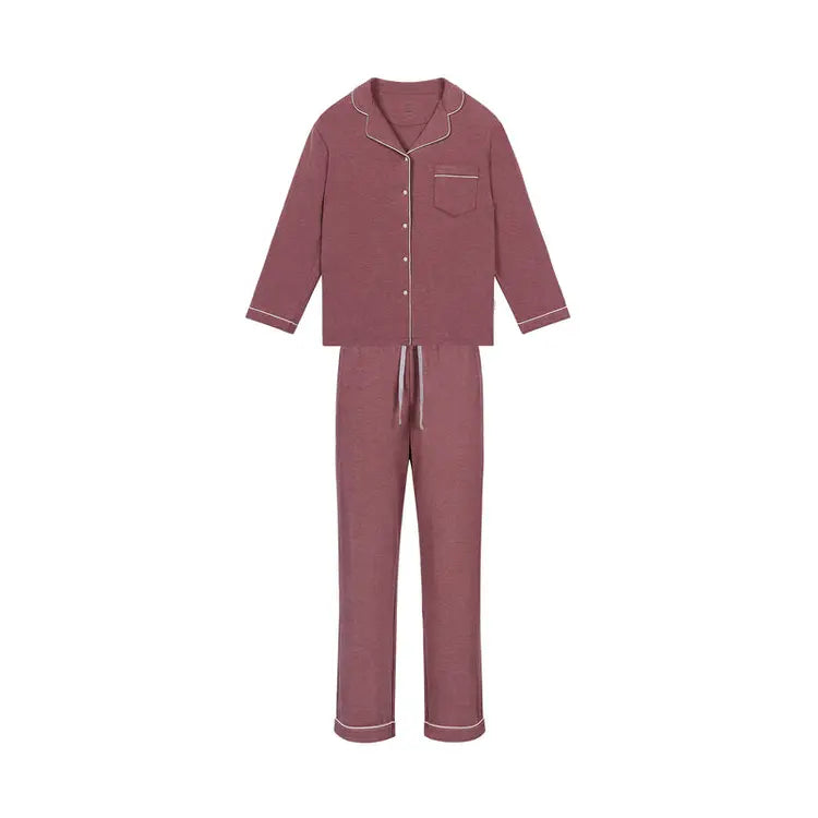 Long Sleeve Button-Up Women's PJ Set (Tanboocel) - Pantone Hawthorn Rose