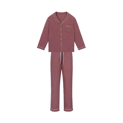 Long Sleeve Button-Up Women's PJ Set (Tanboocel) - Pantone Hawthorn Rose