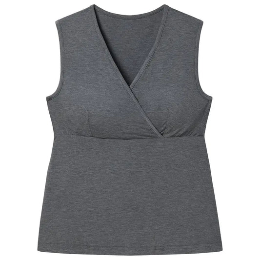 Bamboo Jersey Nest Bump Women's Nursing Tank Top-Charcoal