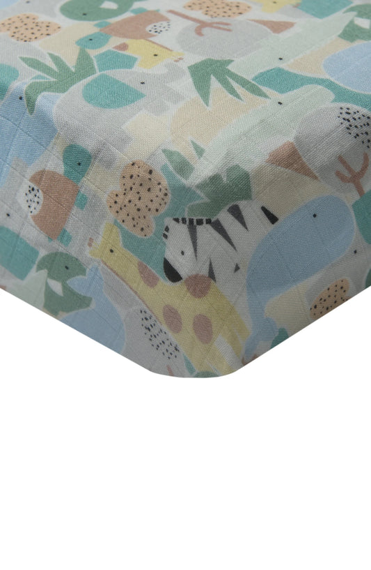 Muslin Crib Sheet-Animal Puzzle