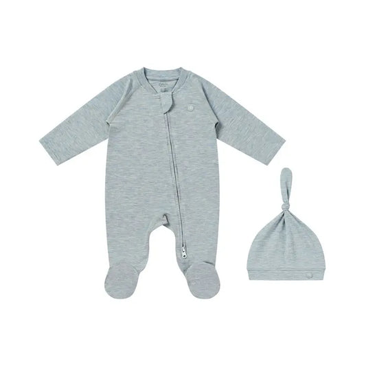 Bamboo Cotton Basics 2 Piece Romper Baby Gift Set-Grey Dawn