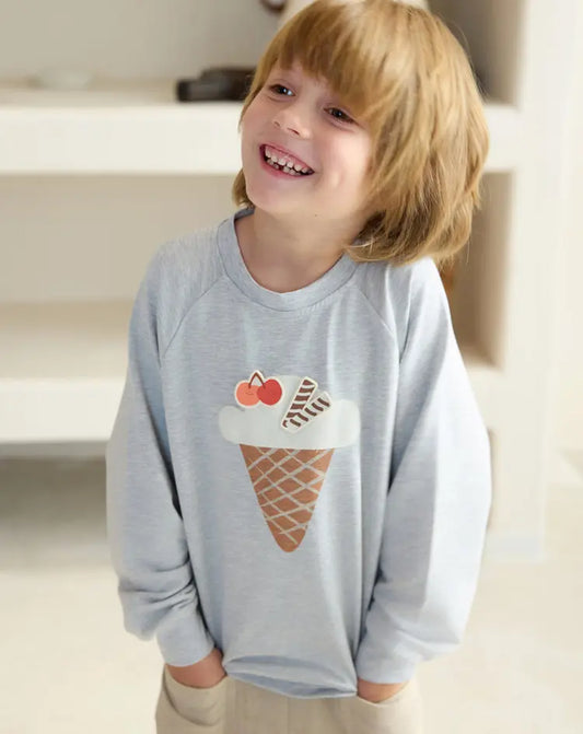 French Terry Raglan Long Sleeve Sweatshirt-Fog Grey