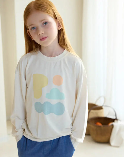French Terry Drop Shoulder Long Sleeve Sweatshirt-Jet Stream
