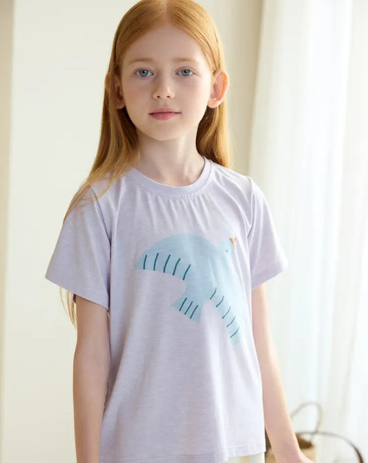 Cotton Short Sleeve Tee-Lavender Blue