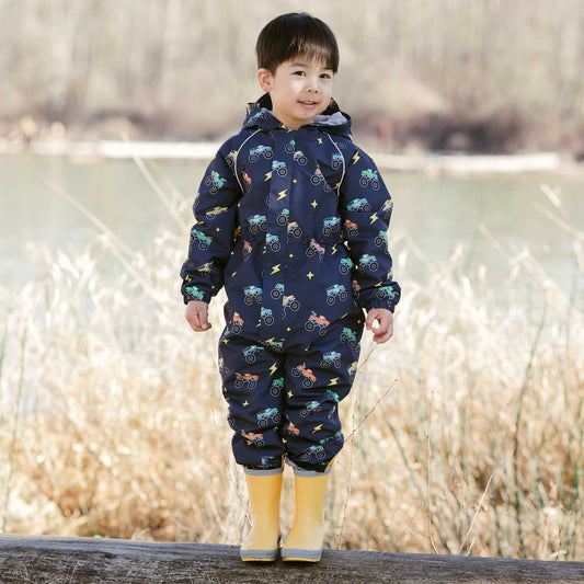 Kids Fleece Lined Rain Suits | Big Trucks