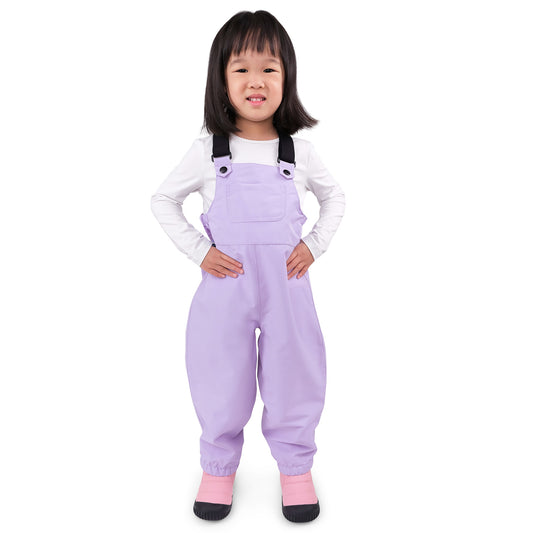 Kids Fleece Lined Rain Overalls | Lavender